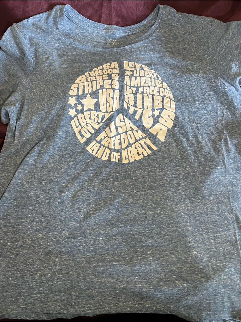 Graphic Peace Sign Tee in Heather Blue